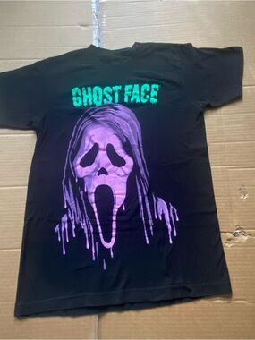 Ghost Face Graphic Tee - Black with Purple Print